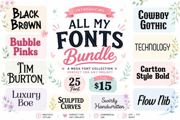 All My Fonts: A Display Font Bundle for Digital Designers