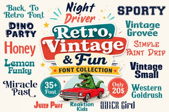 Retro, Vintage Fun Collection: A Display Font Bundle That Feels Like a Time Machine